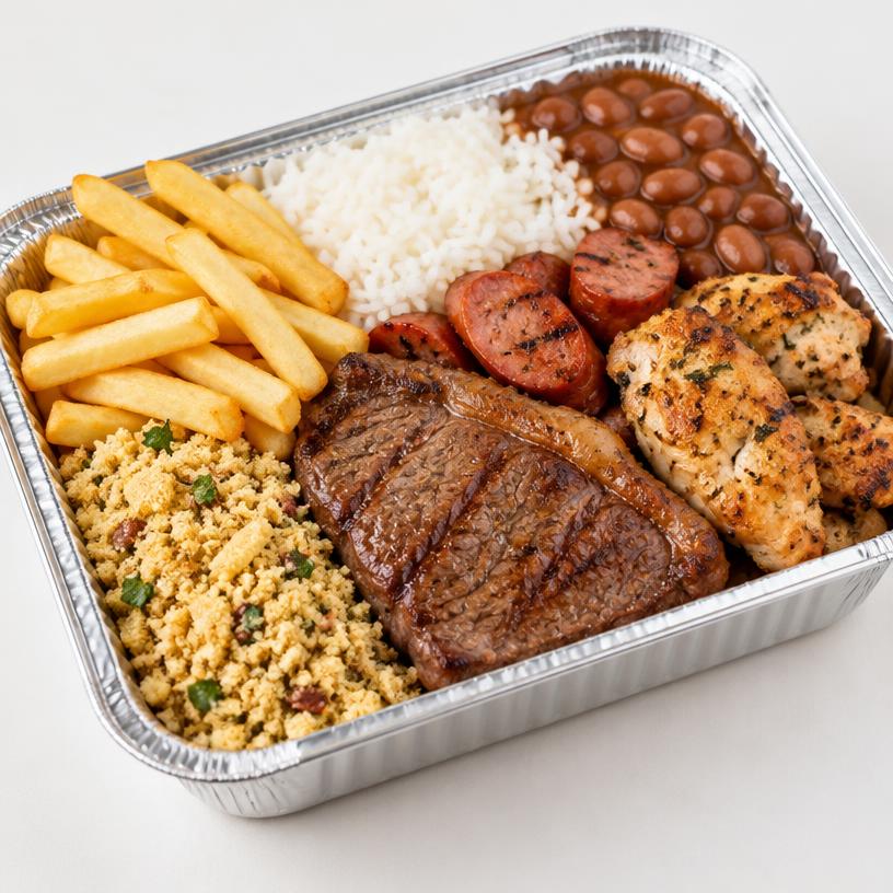 Churrasco Misto (Contra Filé, Linguiça, Frango e Fritas) Média